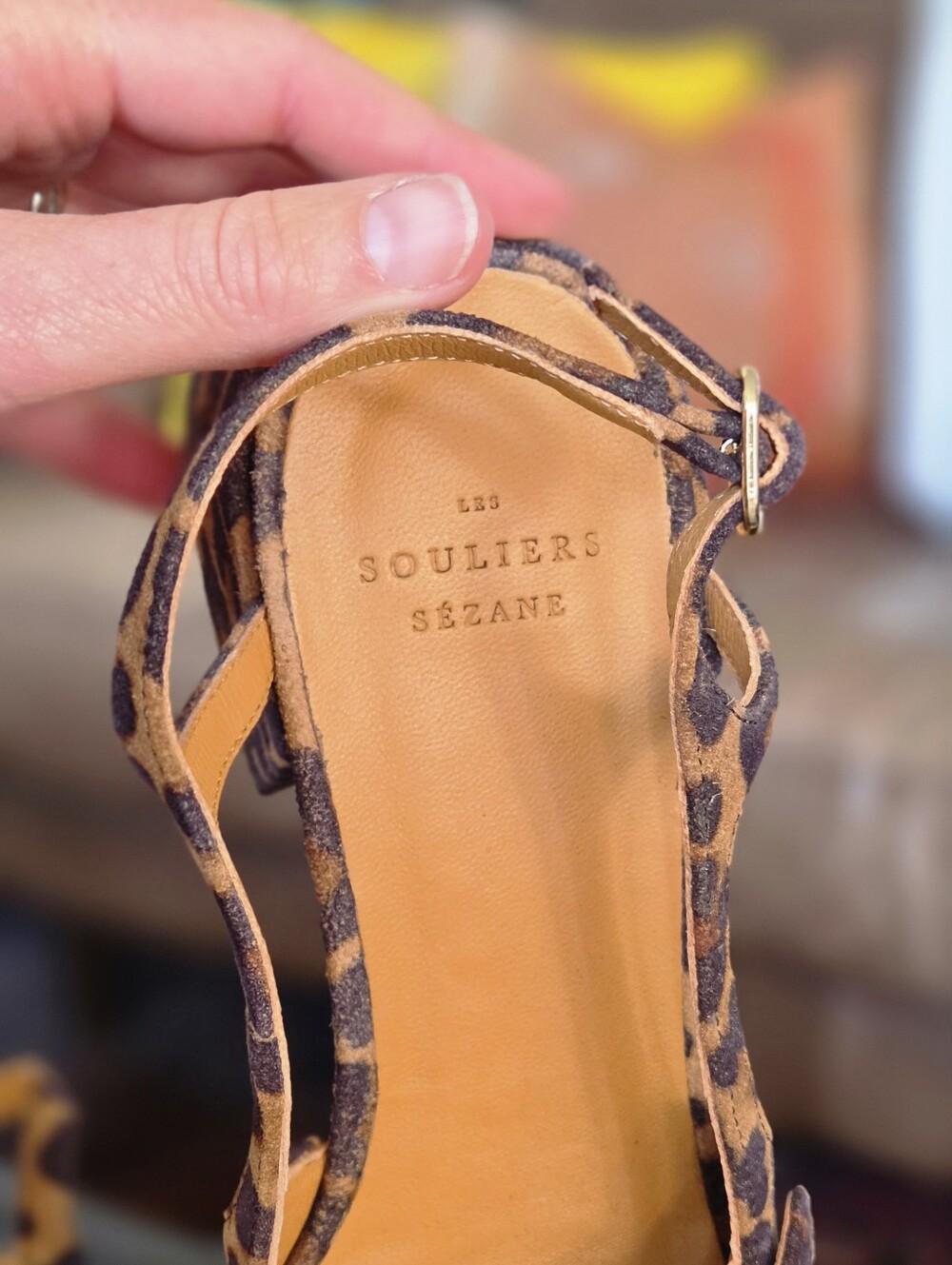 Sezane Paula Babies Leopard Suede Slingback Block Heel Mary Janes NWOT - Picture 5 of 7